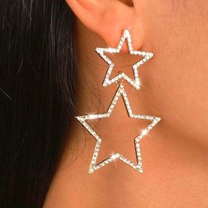 GOLD RHINESTONE STAR EARRING NEW
